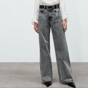 Zara Gray Wide Leg Jeans